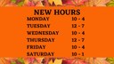 NEW HOURS OCTOBER 2020